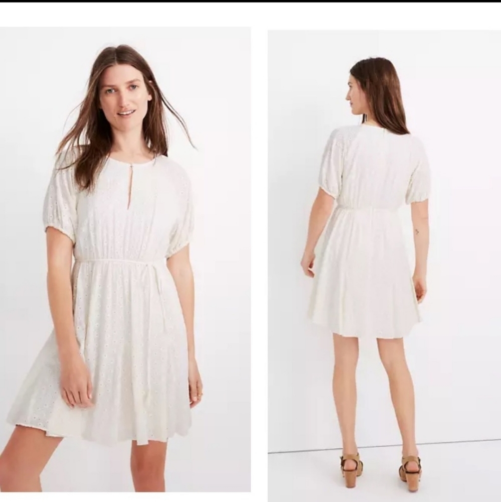 - New Madewell Eyelet Tassel-Tie Mini Dress
